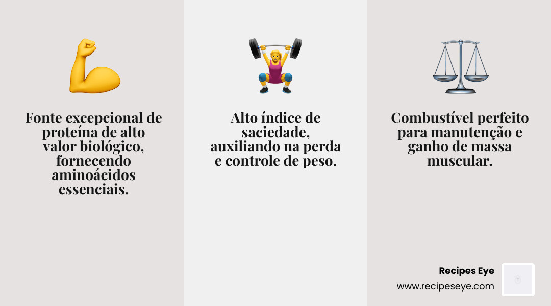 Infographic showing chicken nutritional profile, calorie ranges, and top healthy recipe categories - receitas frango