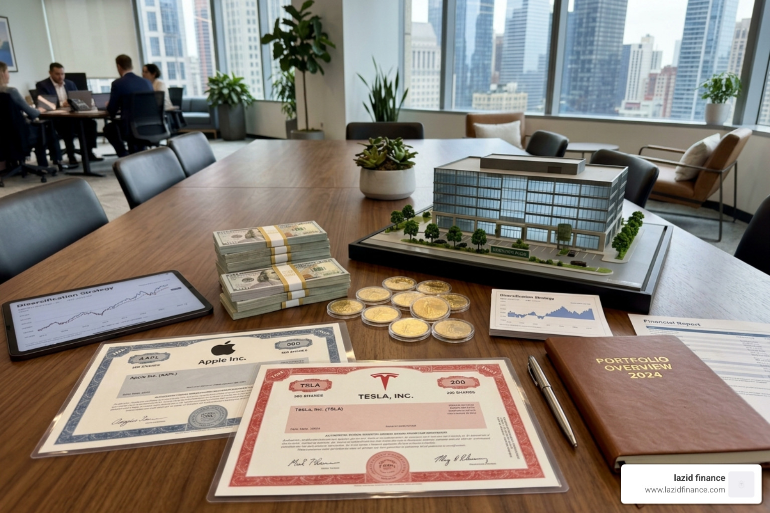 diverse investment portfolio including stocks, real estate, and cash - net worth tracker