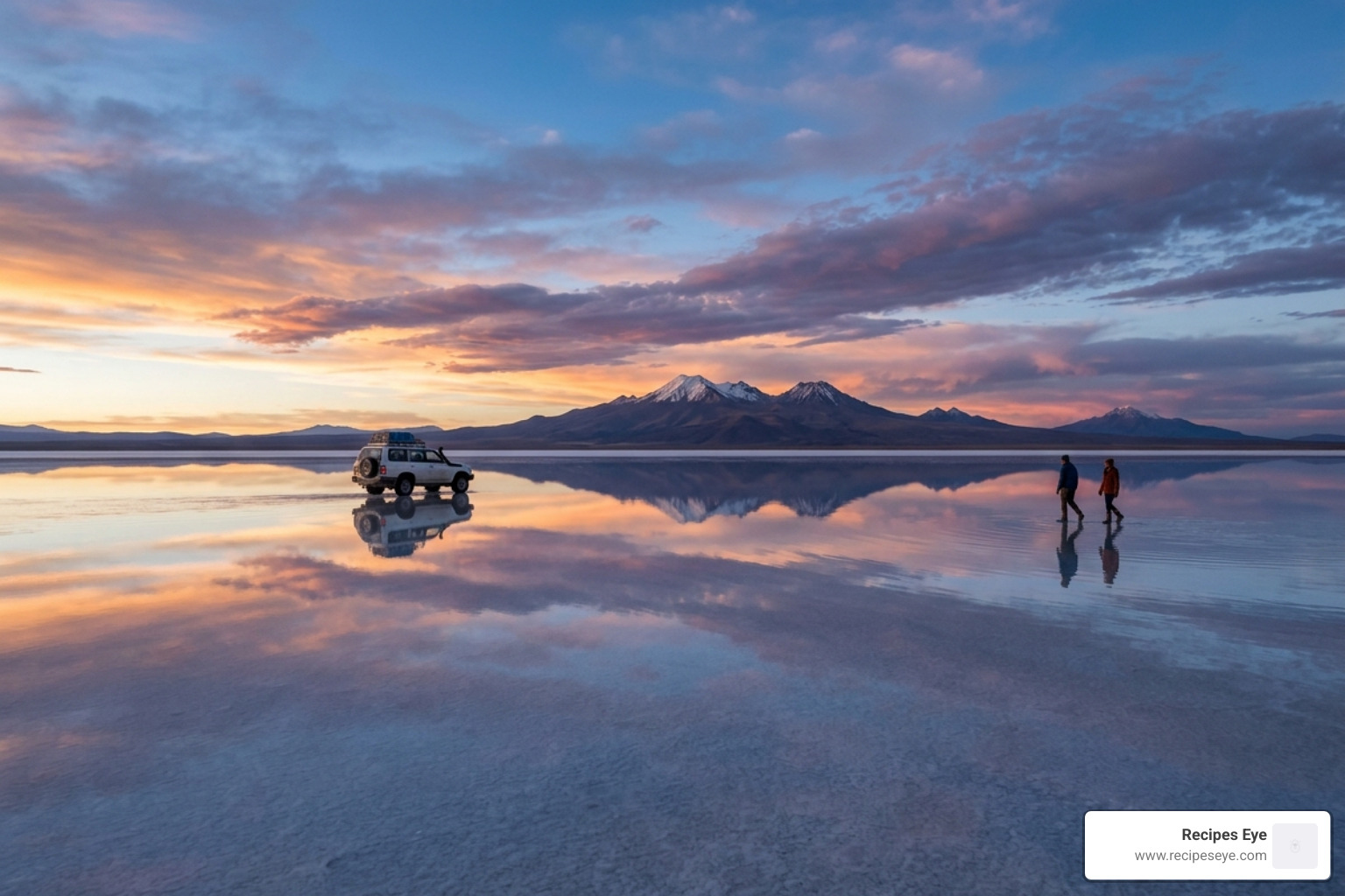 The Salar de Uyuni in Bolivia with a mirror effect on the water - países baratos y seguros para viajar