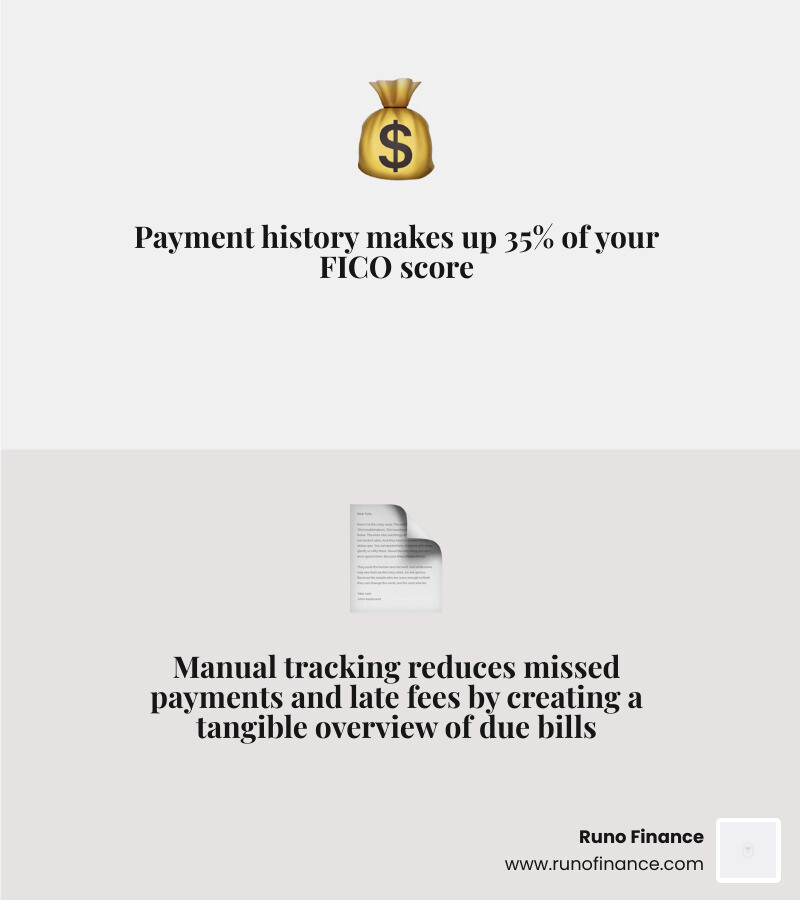Benefits of manual bill tracking vs digital apps infographic - monthly bill tracker printable infographic 2_facts_emoji_grey