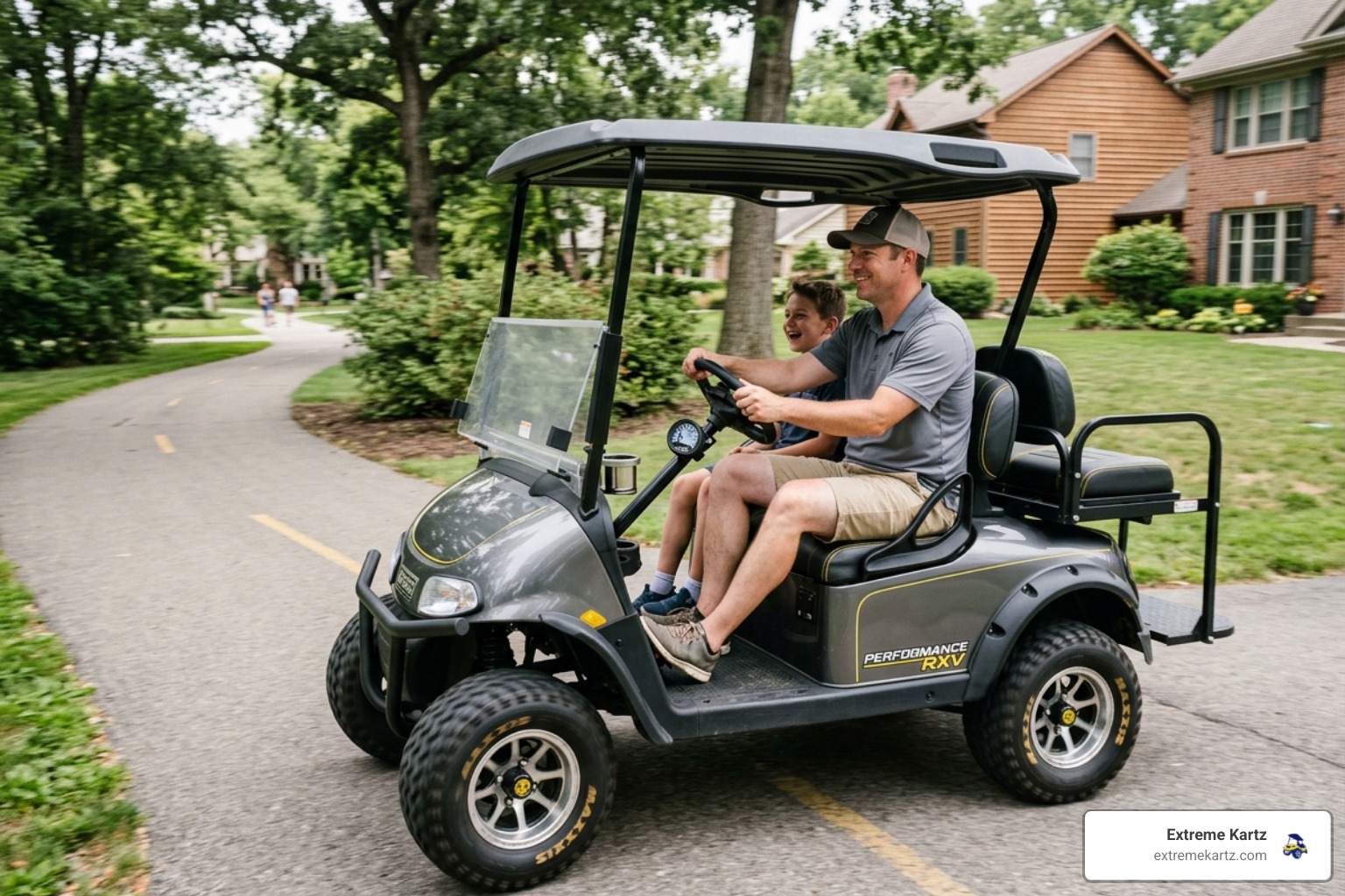 EZGO speed upgrade modified RXV on paved path - EZGO speed upgrade