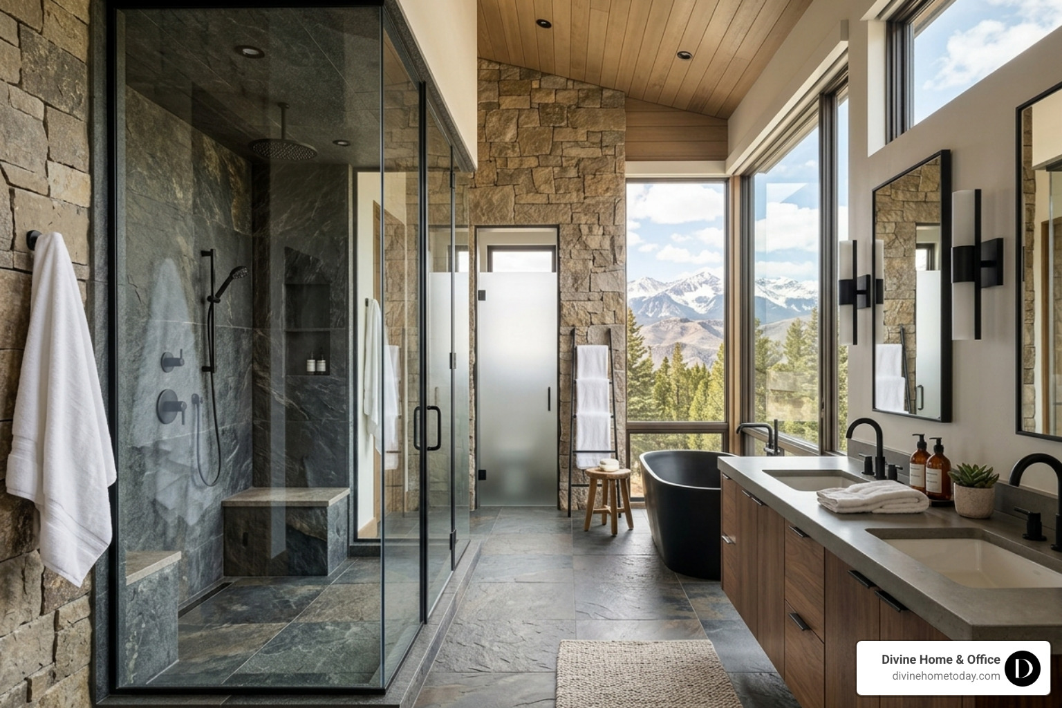 walk-in steam shower with a built-in stone bench and matte black fixtures - custom bathroom remodel ideas walk-in steam shower with a built-in stone bench and matte black fixtures - custom bathroom remodel ideas