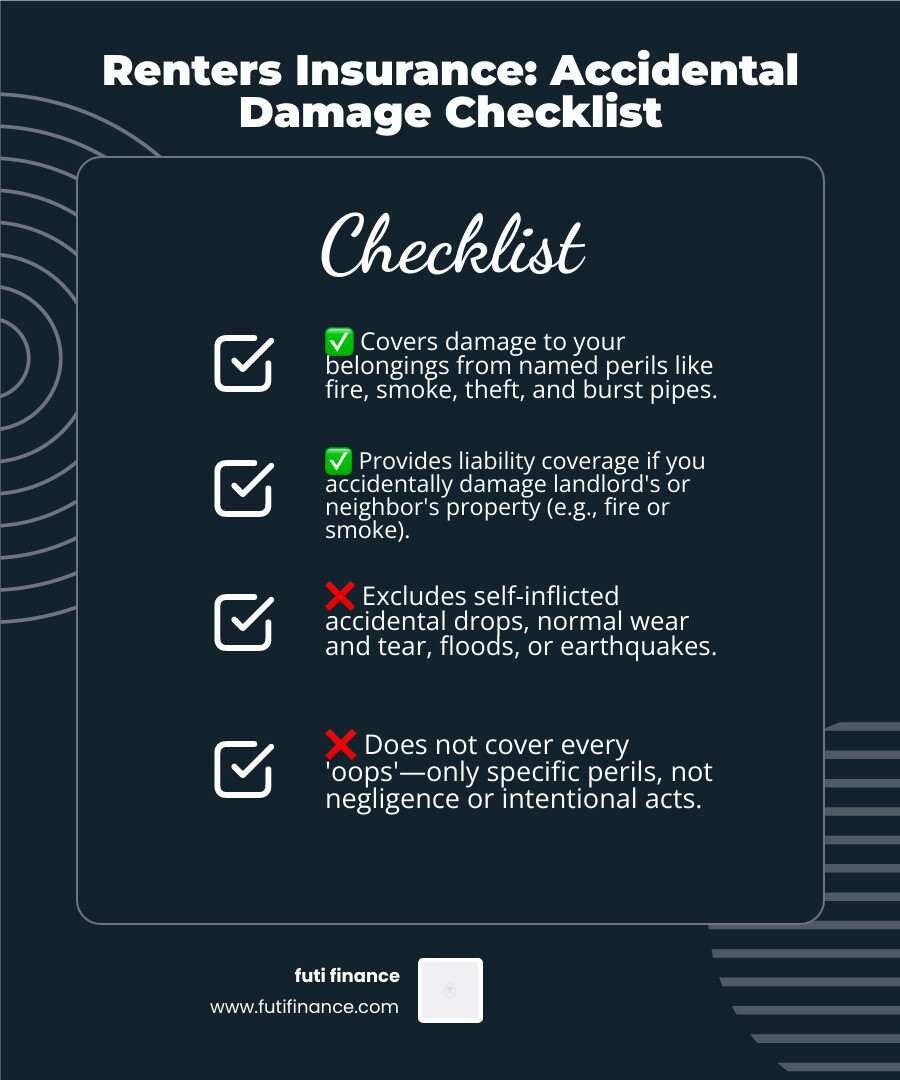 Infographic: The four pillars of renters insurance and accidental damage coverage - does renters insurance cover accidental