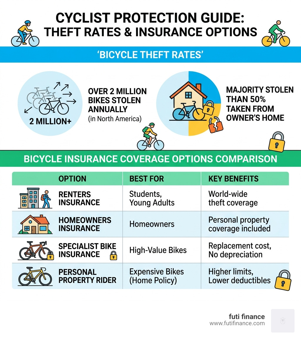 bicycle theft rates and insurance coverage options comparison infographic - stolen bicycle insurance infographic 