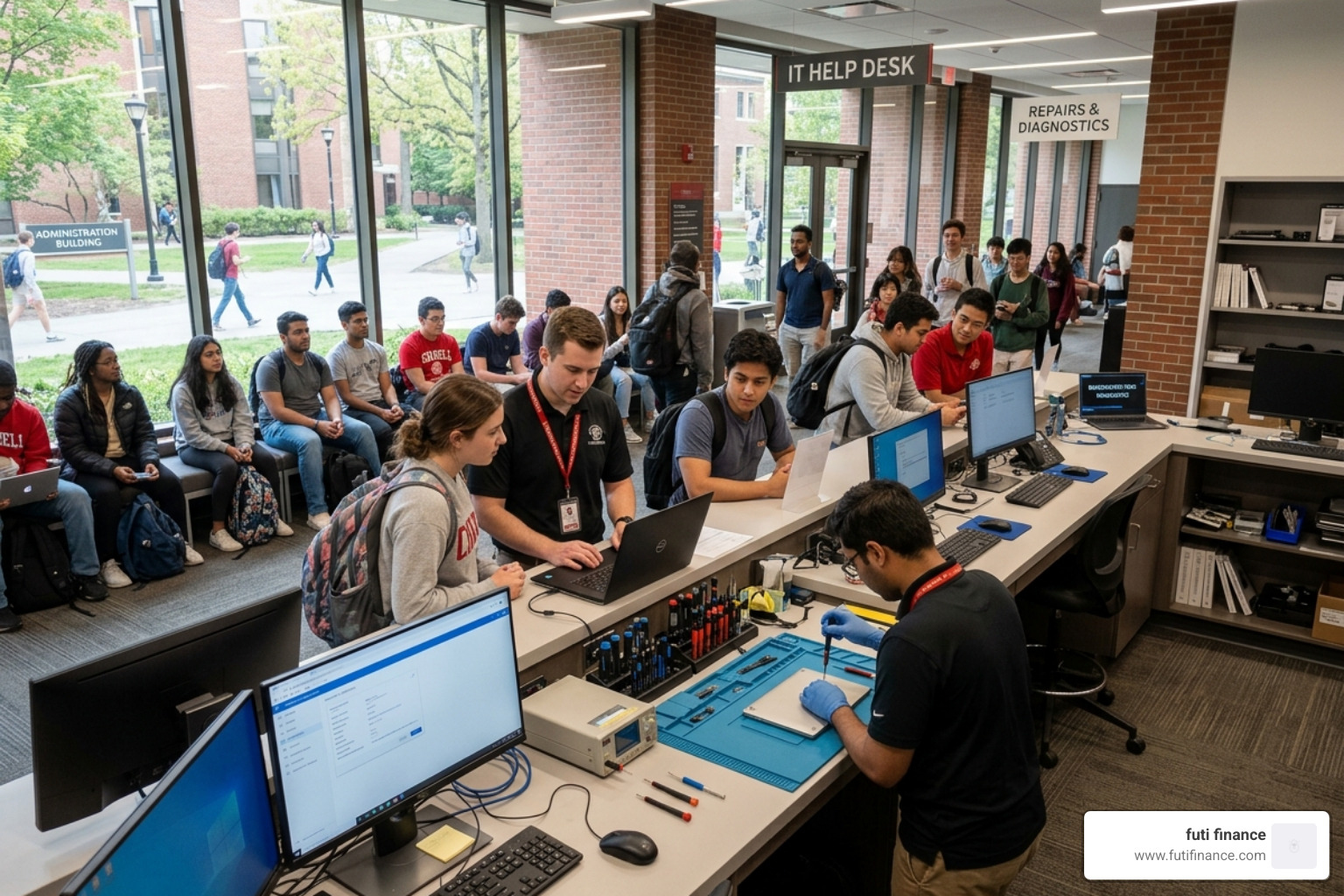 University tech support center - college laptop protection policy