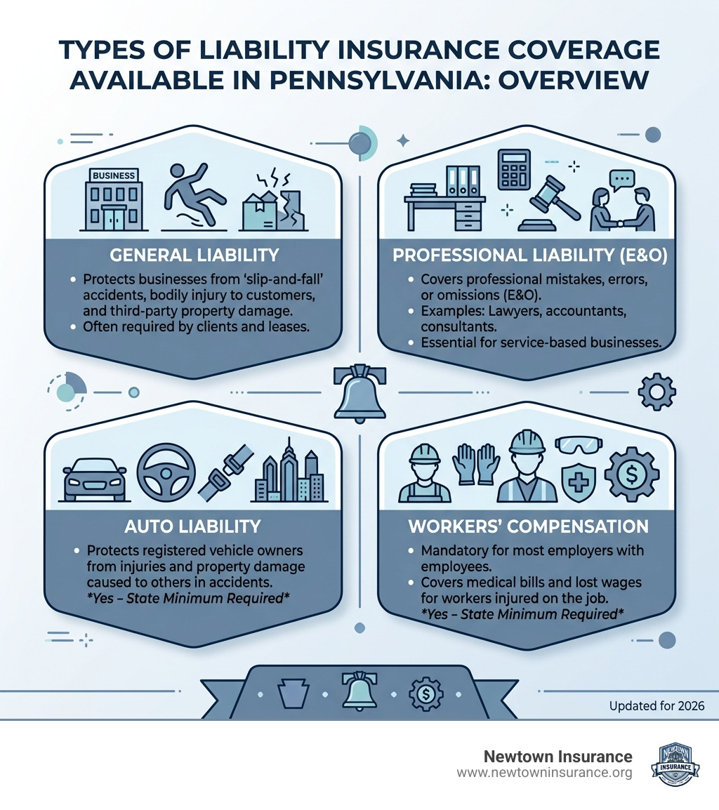 Types of liability insurance coverage available in Pennsylvania overview infographic - liability insurance pa infographic Types of liability insurance coverage available in Pennsylvania overview infographic - liability insurance pa infographic