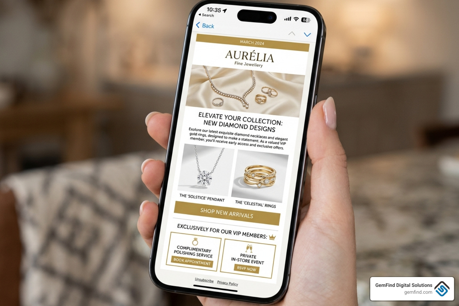 Mobile-optimized luxury jewelry loyalty newsletter - loyalty program jewelry emails