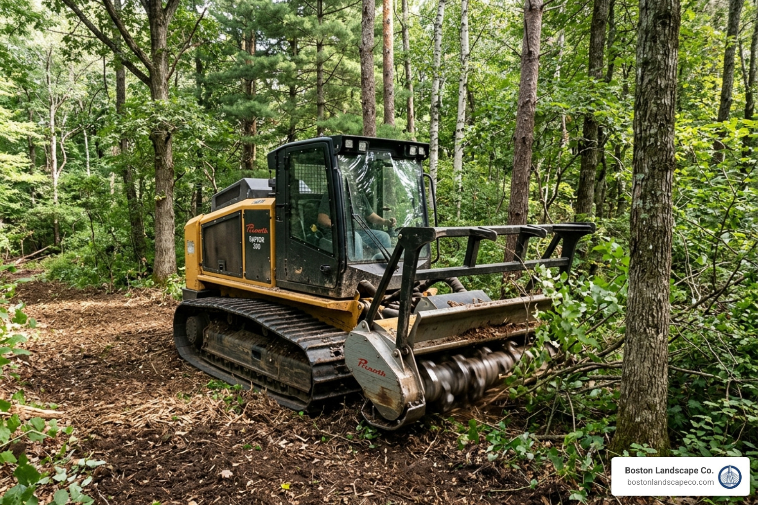A low-ground-pressure forestry mulcher working in a sensitive area to minimize soil disturbance - mulching contractors near A low-ground-pressure forestry mulcher working in a sensitive area to minimize soil disturbance - mulching contractors near
