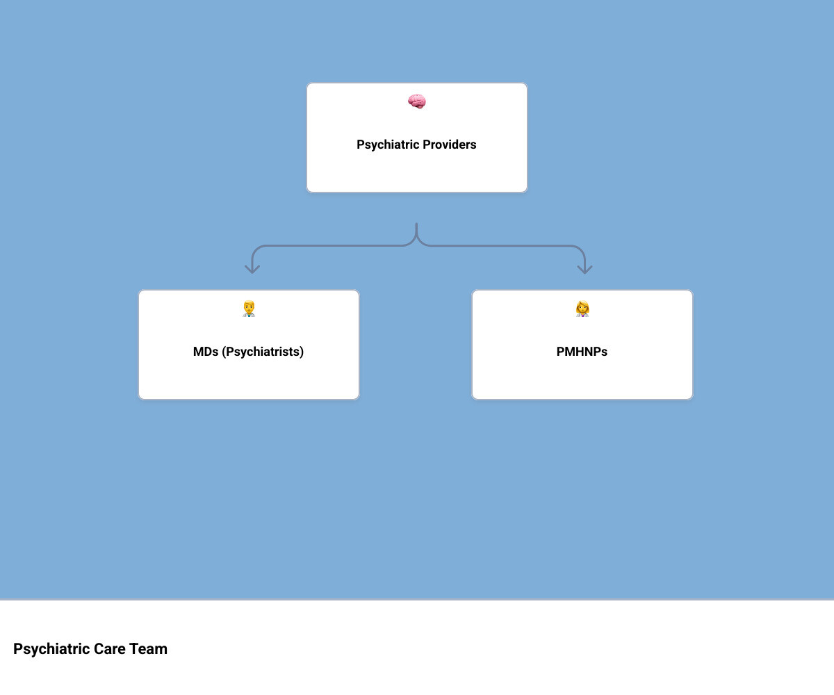 Infographic comparing MDs, PMHNPs, and PAs in psychiatric care - psychiatric treatment middlesex county infographic hierarchy