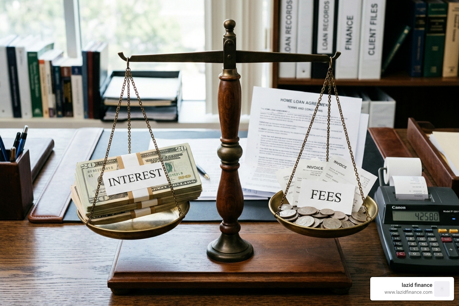 graphic showing the difference between interest and fees - loan comparison