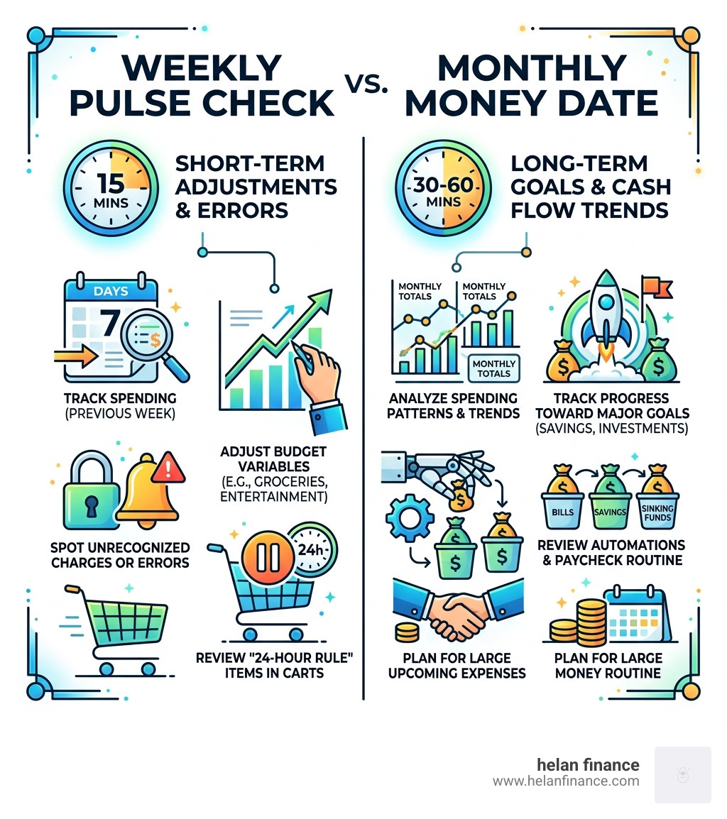 Comparison of Weekly and Monthly Money Routines - money routine infographic 