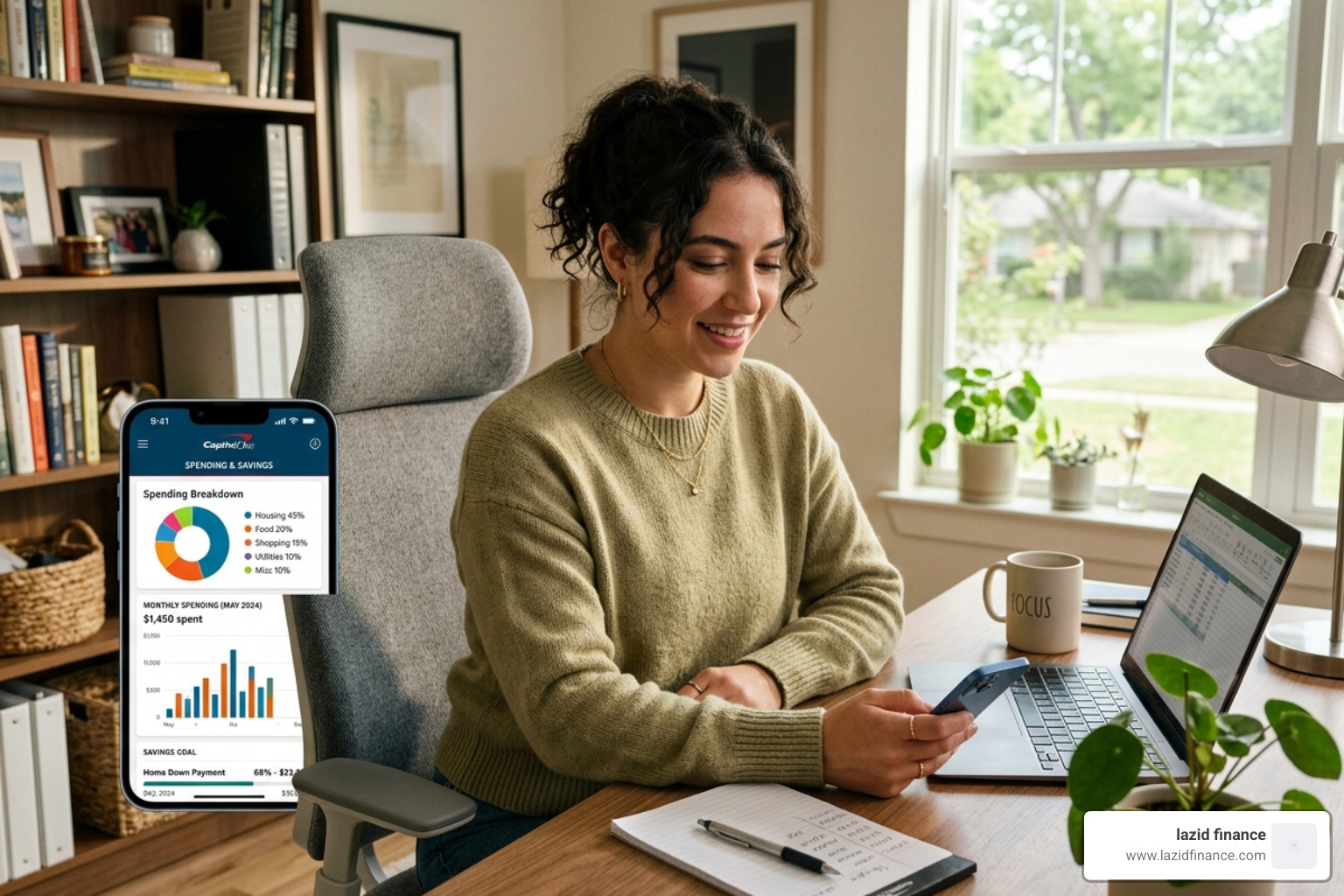 A person using a mobile banking app to track their daily spending and savings progress - 3 month financial goal