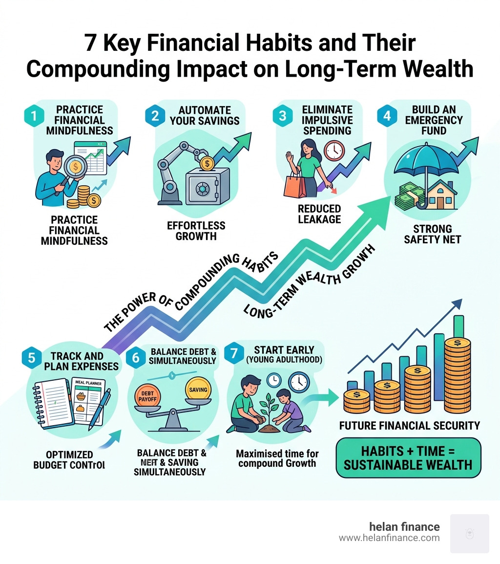 7 key financial habits and their compounding impact on long-term wealth - financial habits infographic 