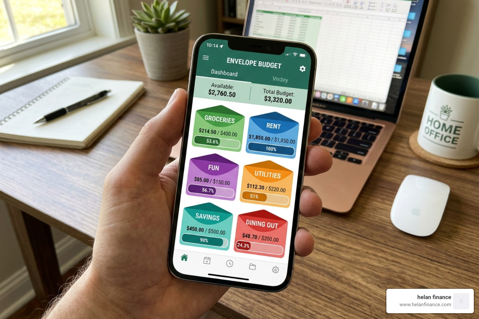 digital envelope budgeting system visualization - spending tracker