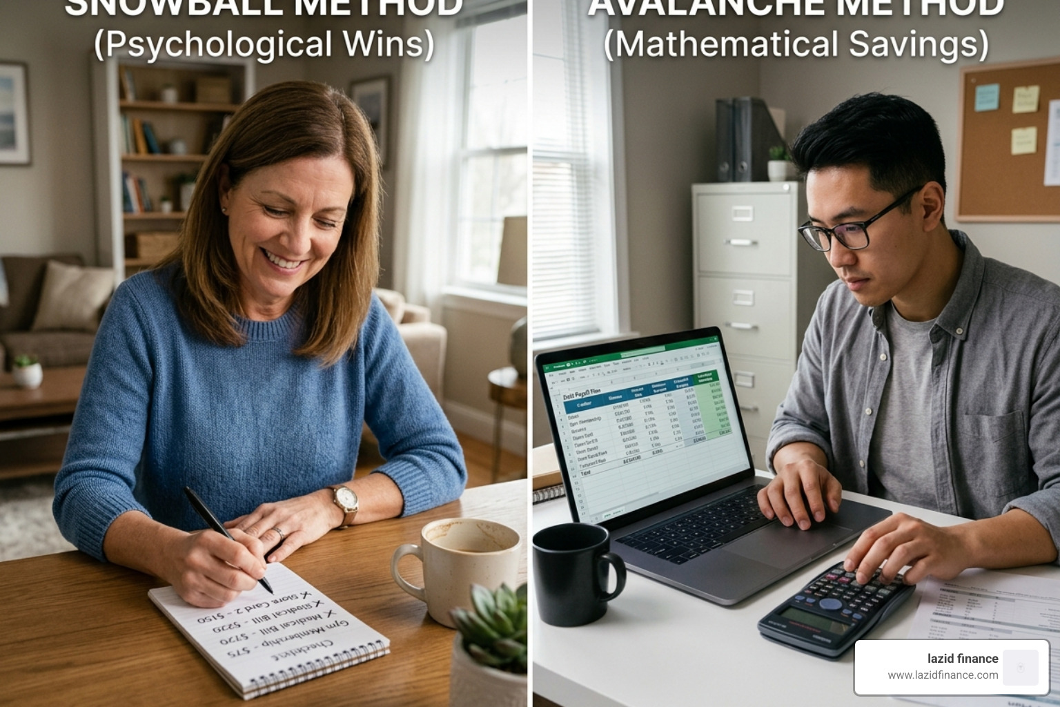 Comparing the psychological vs. mathematical approach to debt - how to pay off debt without a loan