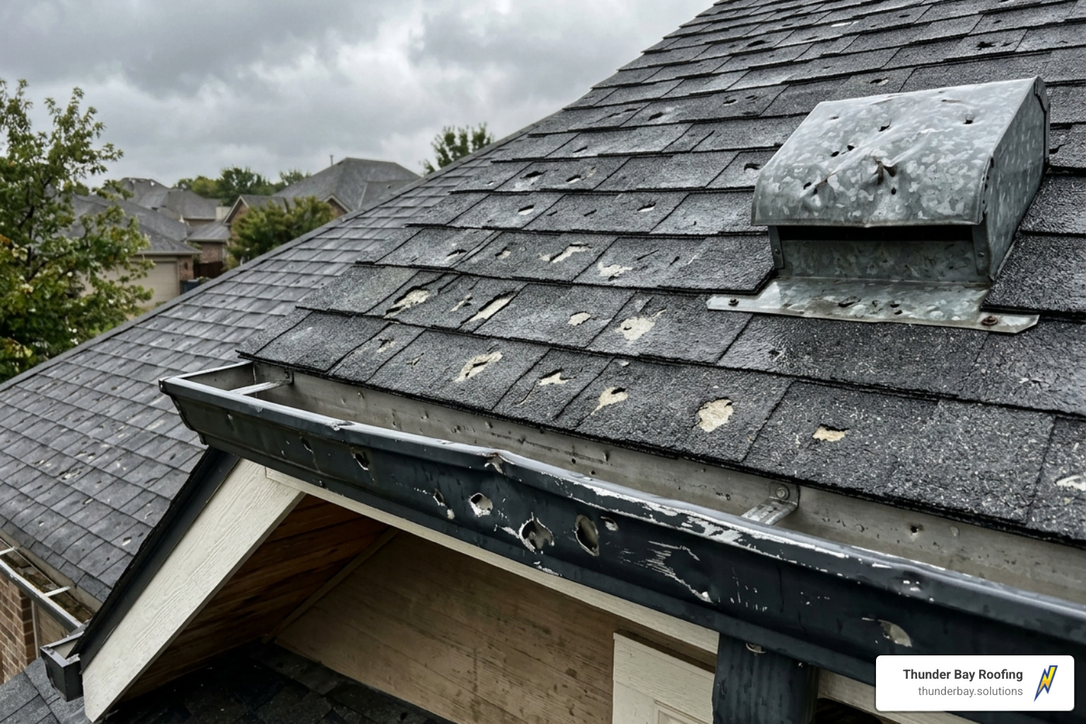 collateral damage on gutters and vents - roof hail damage repair collateral damage on gutters and vents - roof hail damage repair