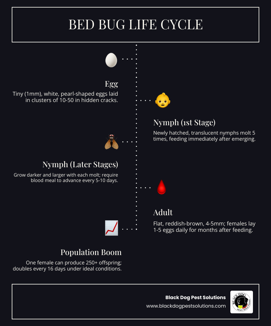 Bed bug life cycle stages and population growth timeline infographic - bed bug inspection service infographic Bed bug life cycle stages and population growth timeline infographic - bed bug inspection service infographic