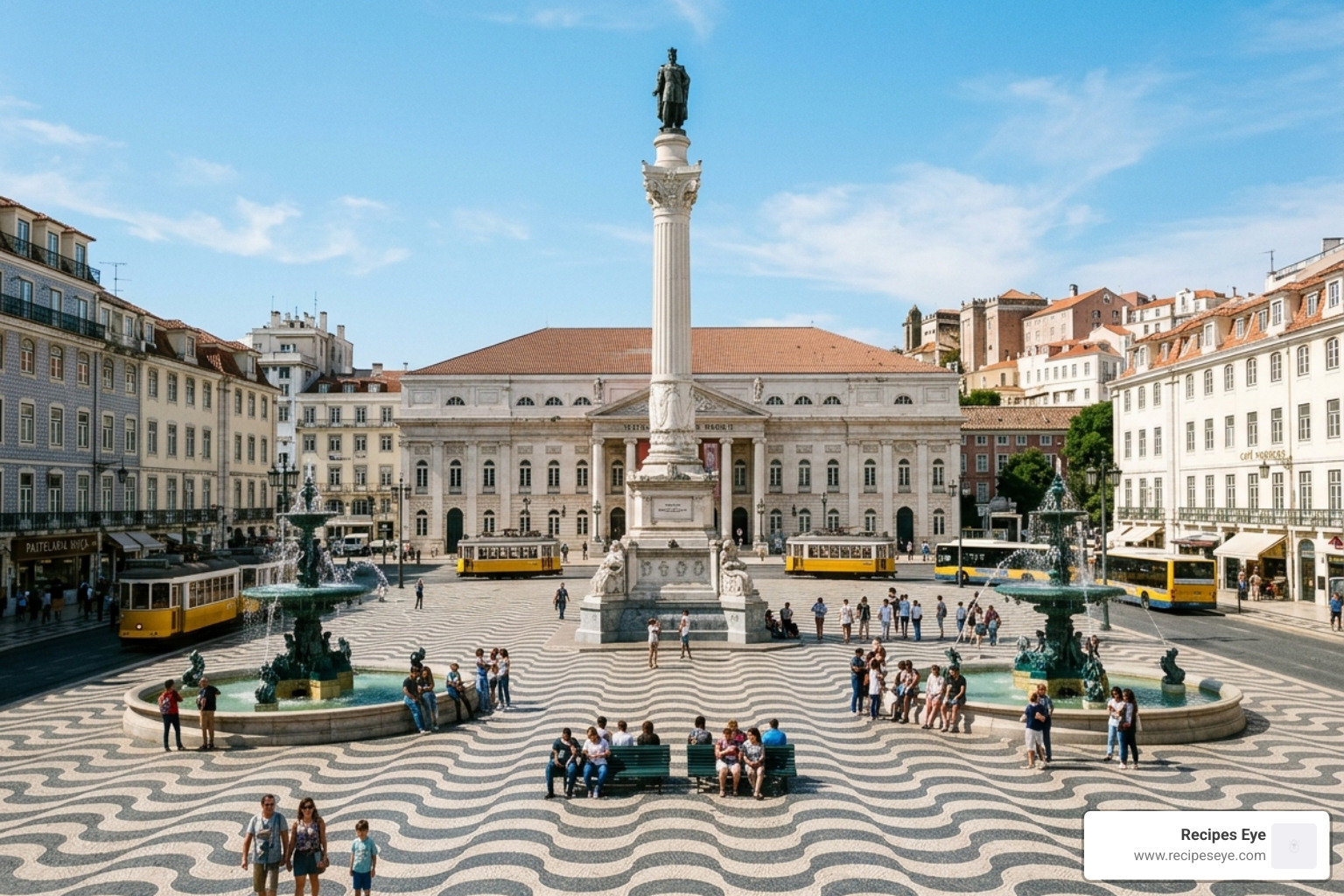 Rossio Square in central Lisbon with traditional architecture - budget hotels lisboa centro cidade