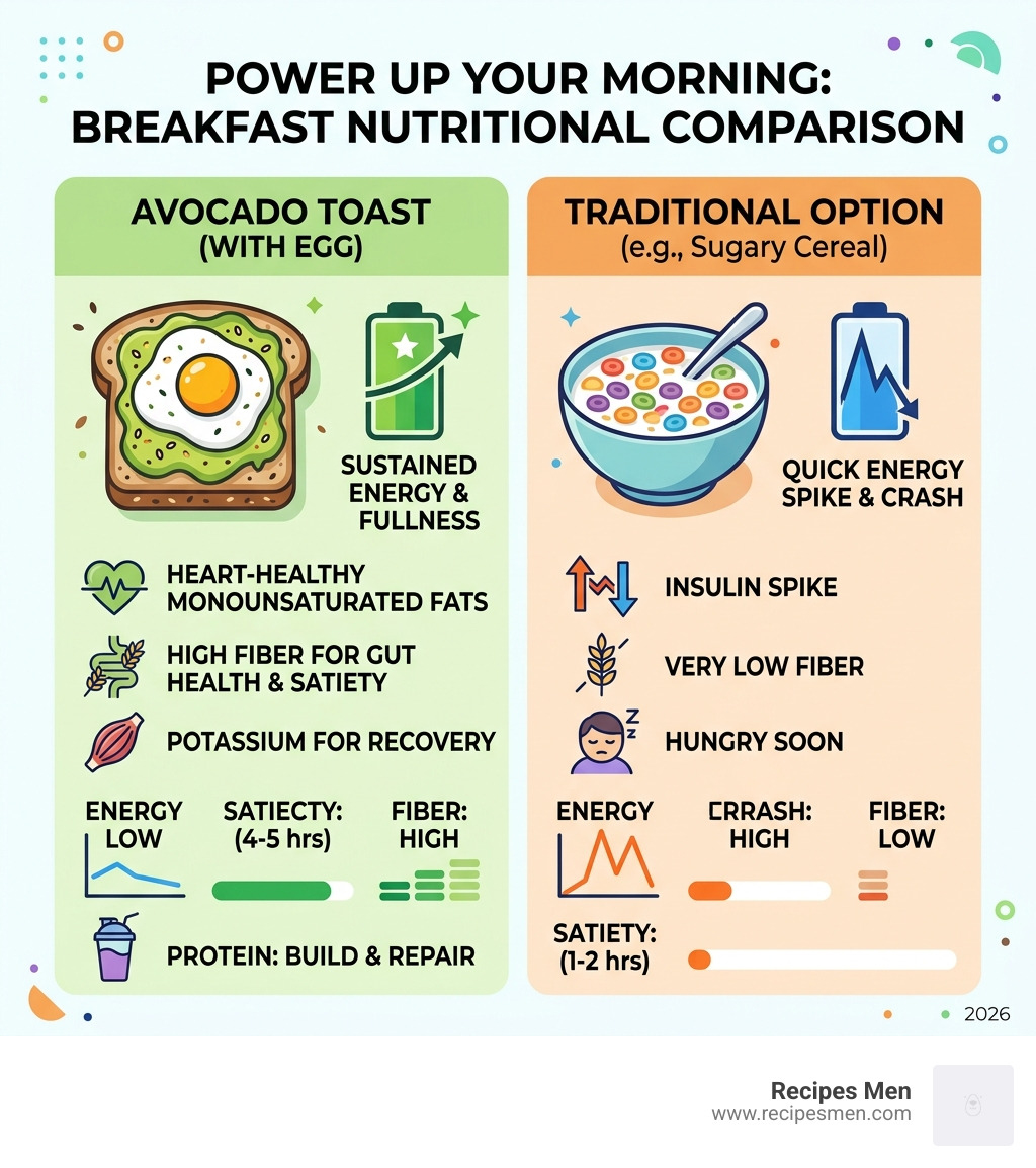 nutritional comparison between avocado toast and traditional breakfast options - avocado toast for breakfast infographic 