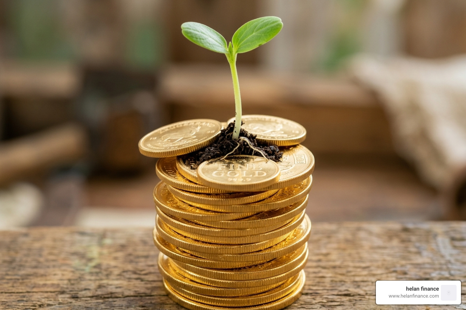 seedling growing out of a stack of coins - net worth motivation tips