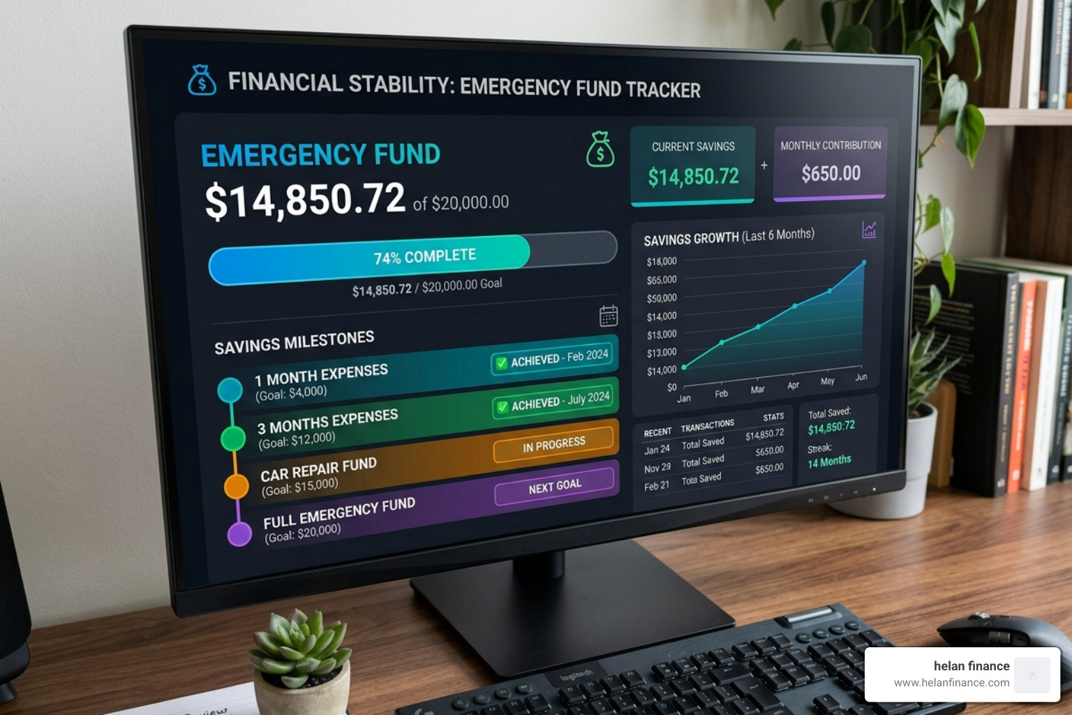 Digital dashboard with progress bars and savings milestones - emergency fund spreadsheet free