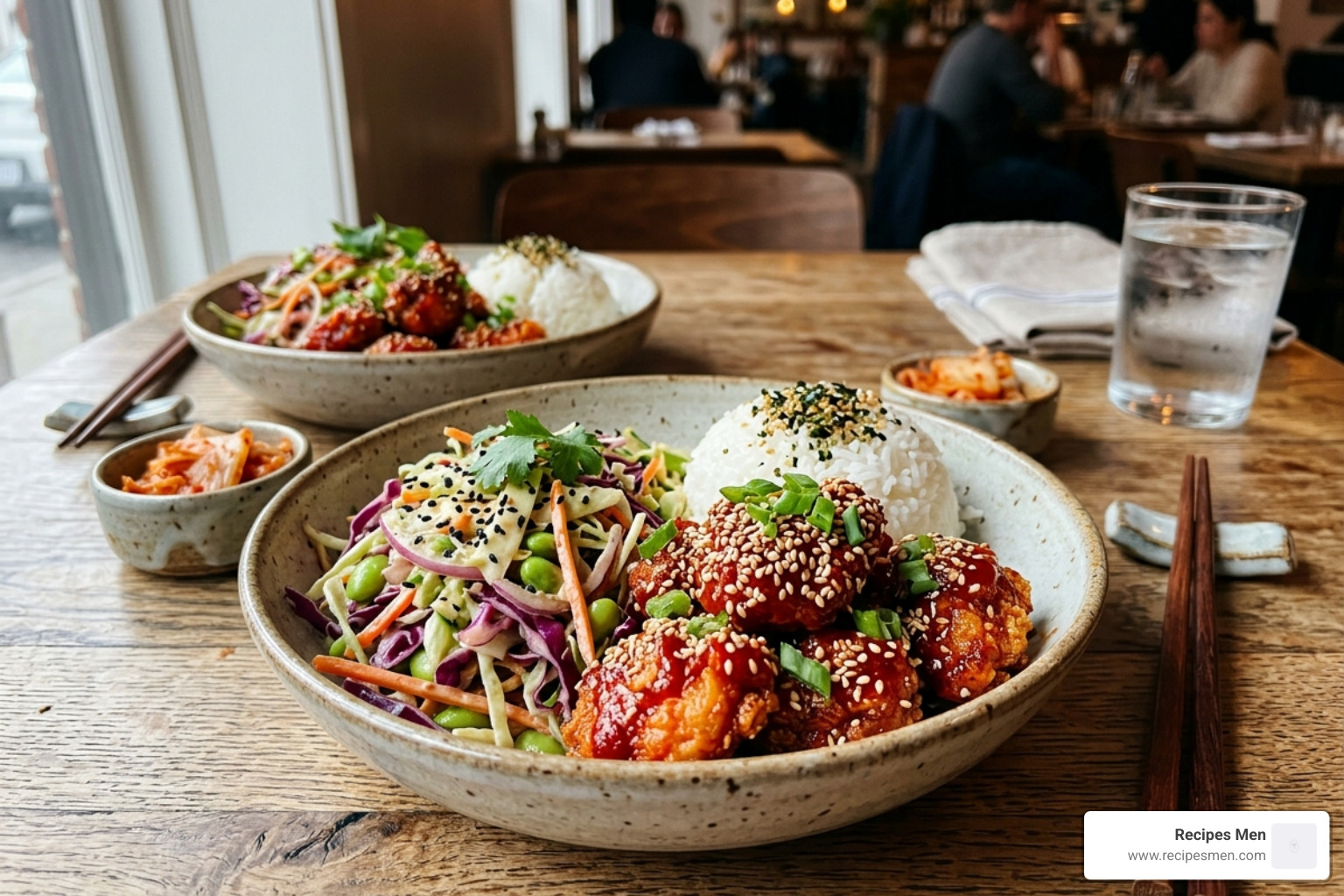 Korean Chicken Bowls with vibrant sesame slaw and jasmine rice - asian meal prep recipes
