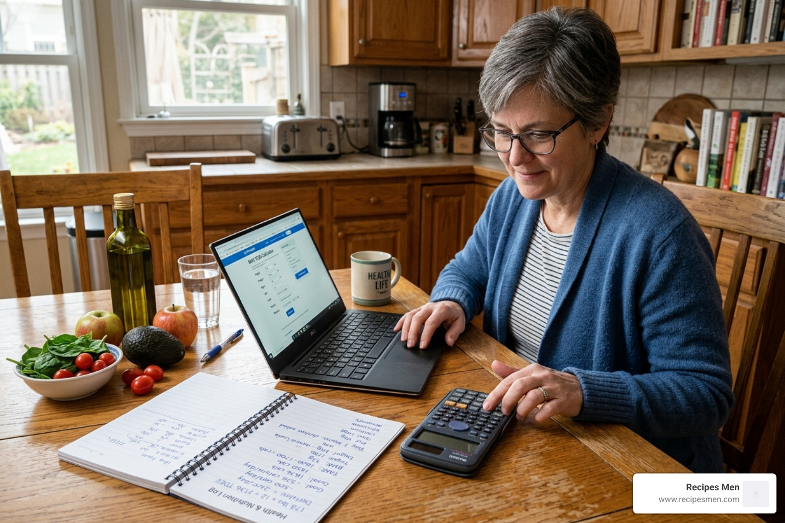 person calculating their nutritional needs and daily calorie targets - daily eating plan to lose weight
