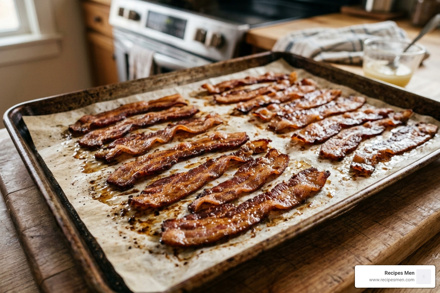 oven baked bacon on a sheet pan - easy breakfast ideas for a crowd