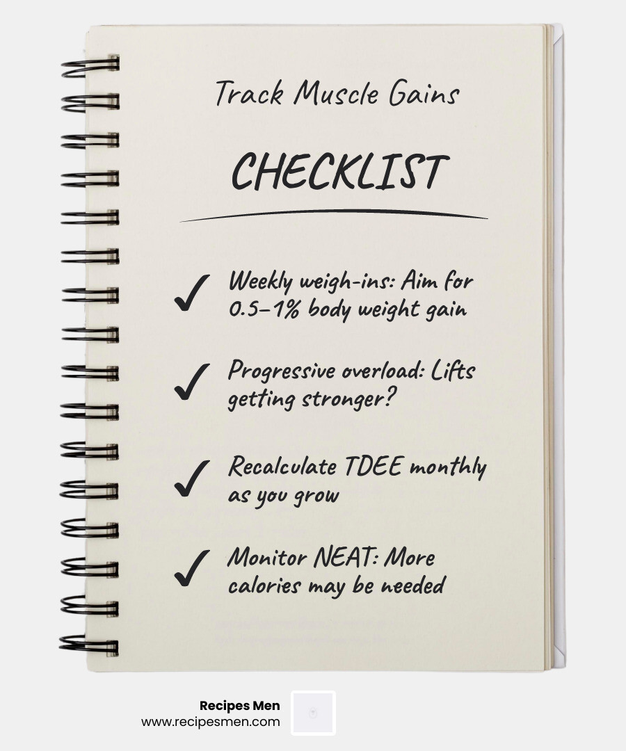 Calorie and Macro breakdown for muscle gain - simple diet for gaining muscle infographic checklist-notebook