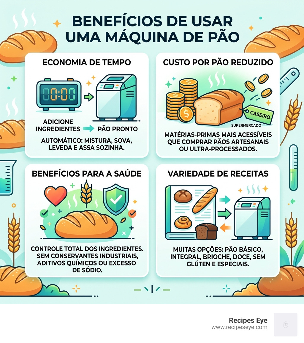 Benefits of using a bread machine: time saved, cost per loaf, health benefits, recipe variety - receitas de pão para máquina