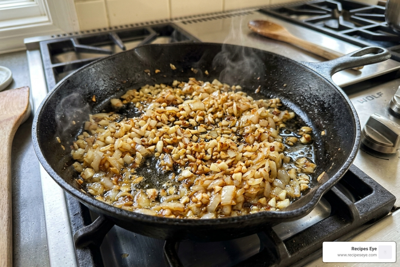 refogando alho e cebola na panela - receitas de arroz