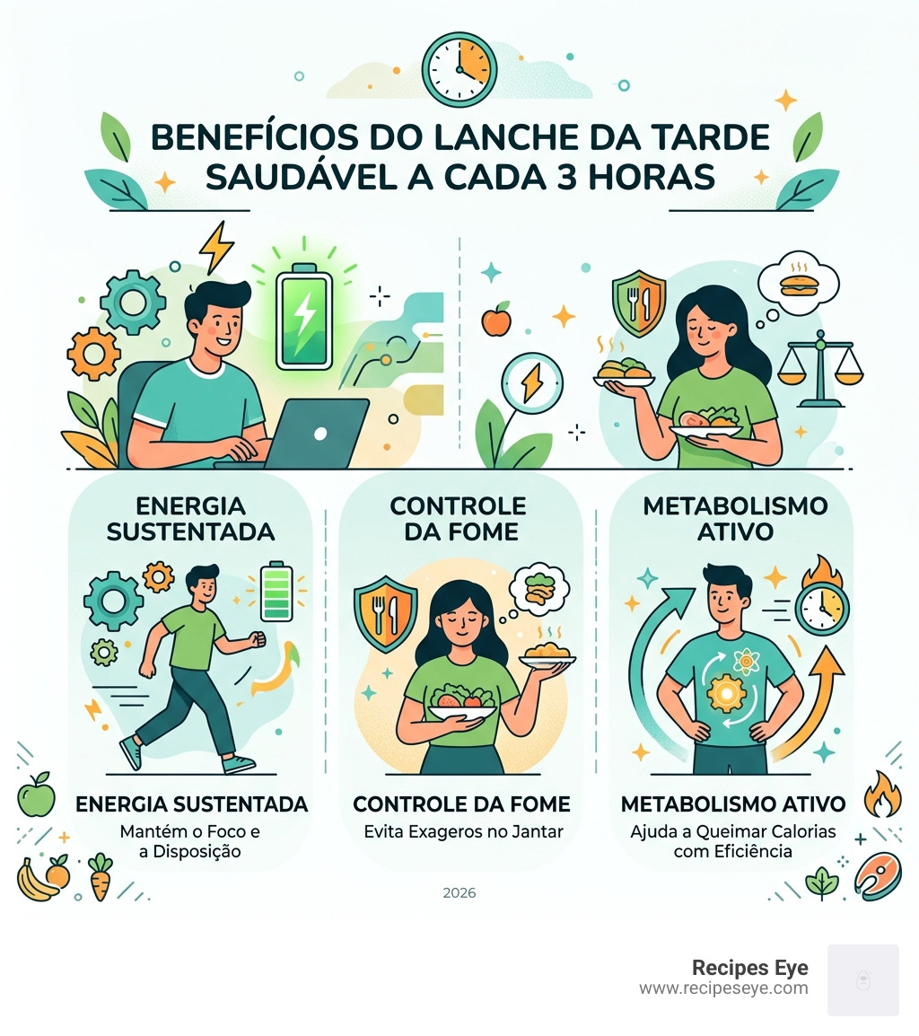 Benefits of healthy afternoon snacking every 3 hours - energy, hunger control, metabolism - lanche da tarde saudável