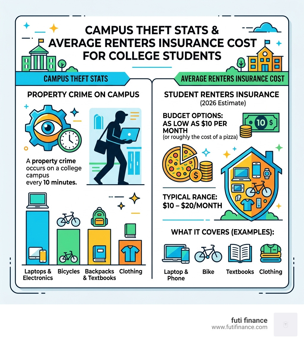 campus theft stats and average renters insurance cost for college students 2026 - budget renter insurance college