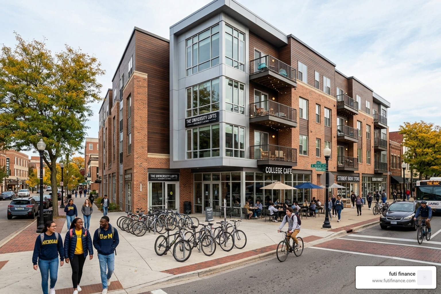 off-campus student apartment building - budget renter insurance college