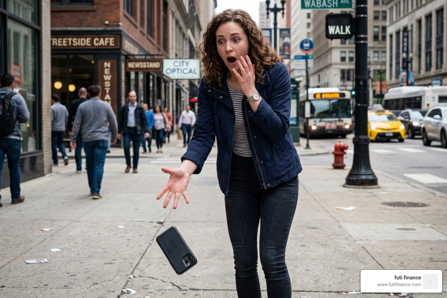 person dropping their phone on the pavement - insure your phone