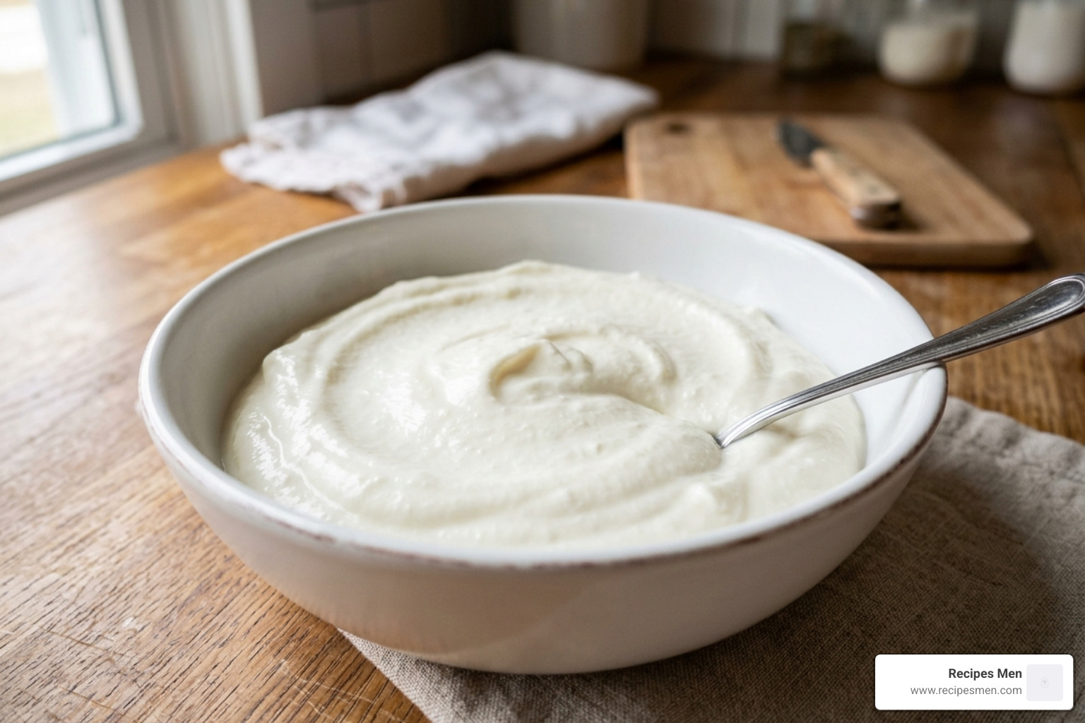 Smooth blended cottage cheese in a bowl - cottage cheese lunch bowl