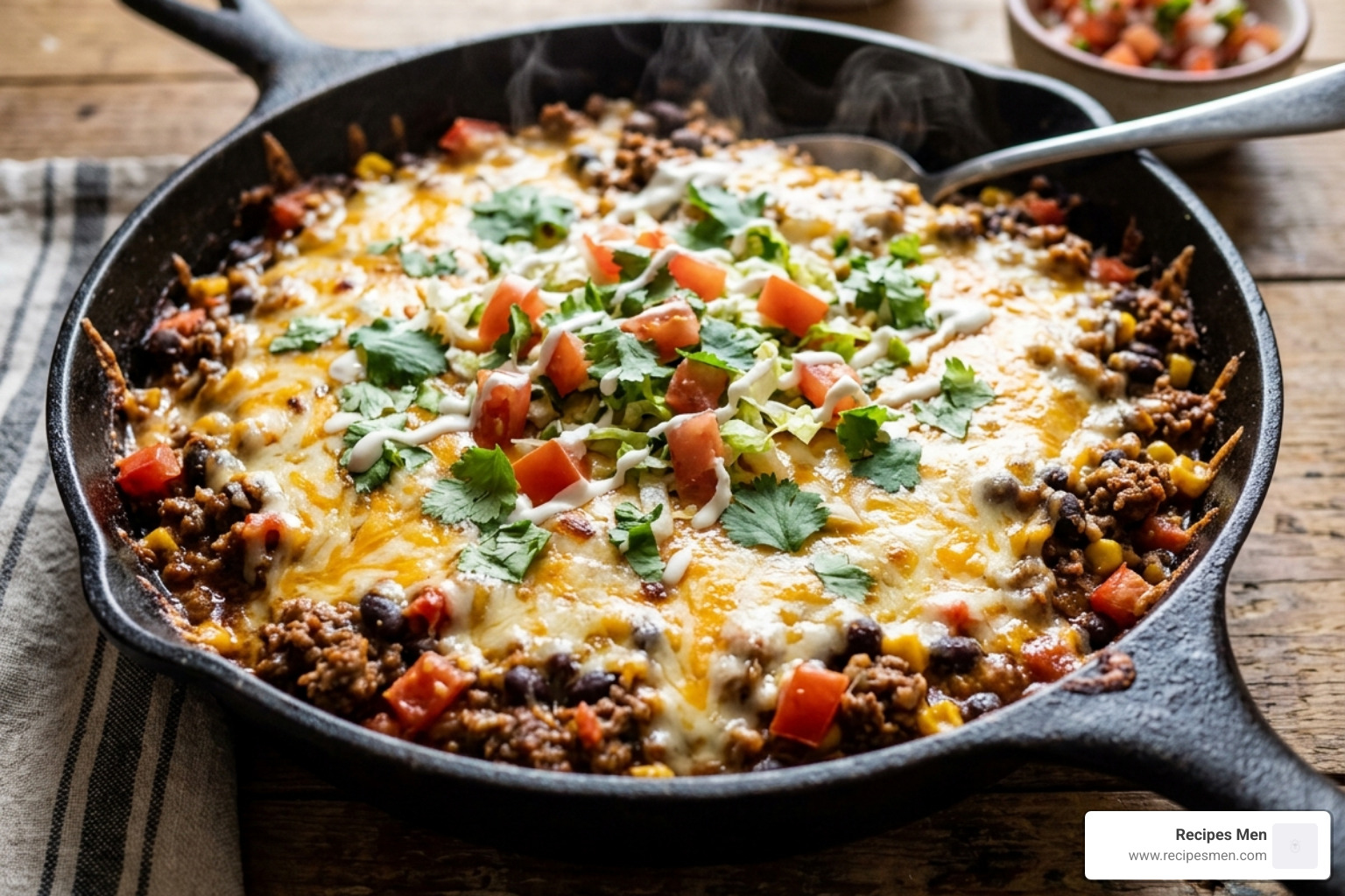 cheesy baked taco skillet - easy pantry staple meals