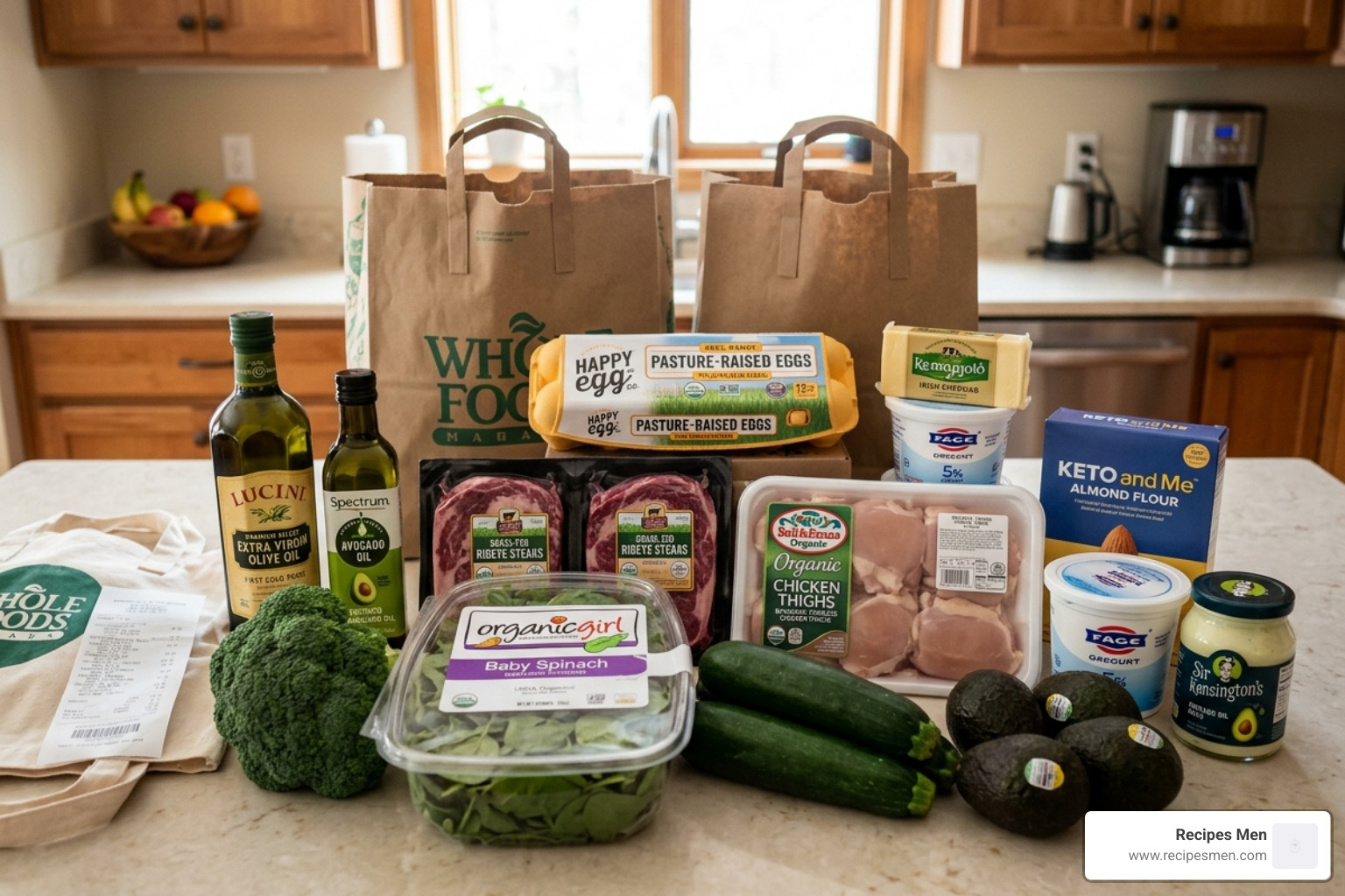 Keto grocery haul with eggs, meats, and low-carb veggies - keto meal planning made simple