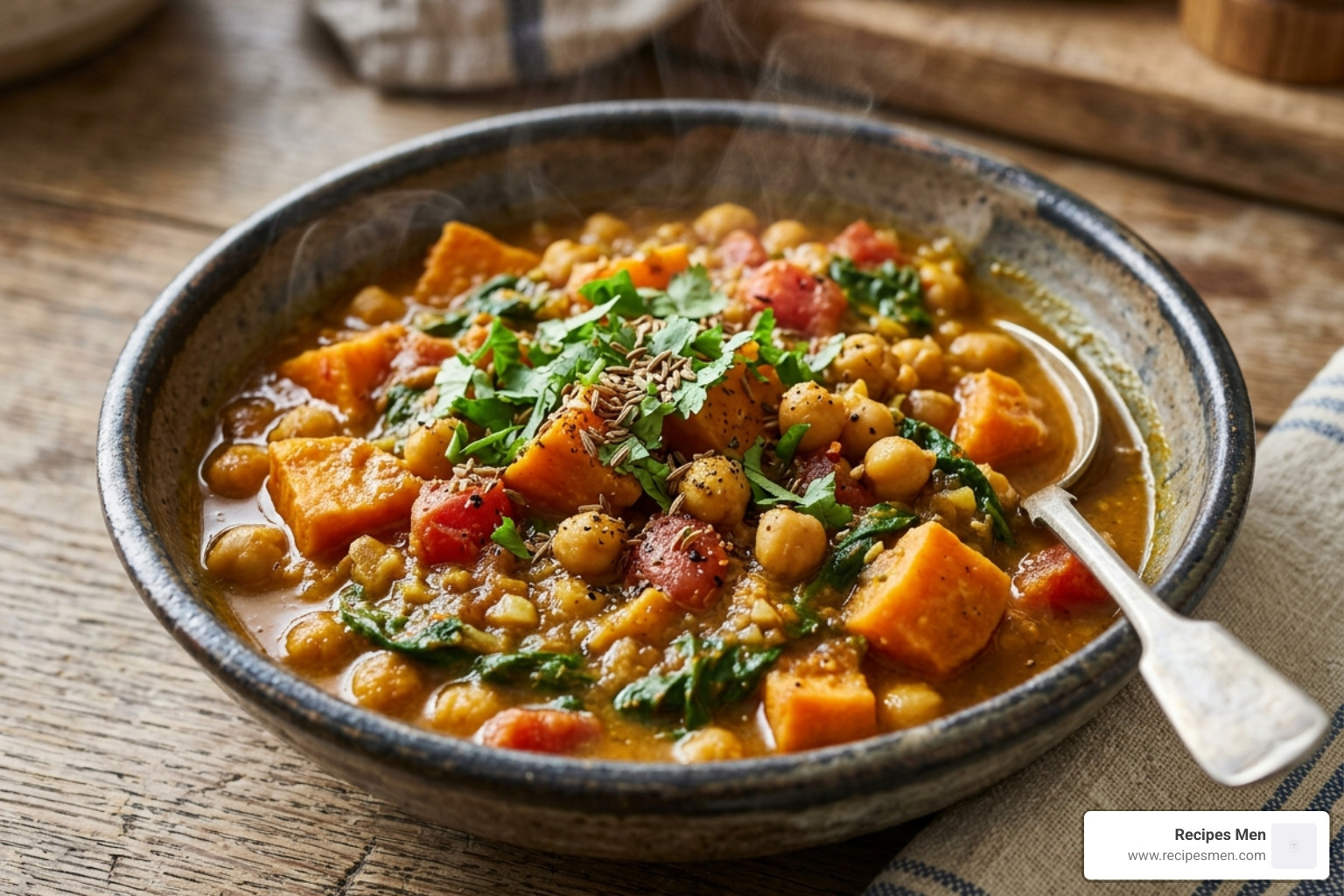 hearty chickpea and sweet potato curry - healthy meal ideas for men