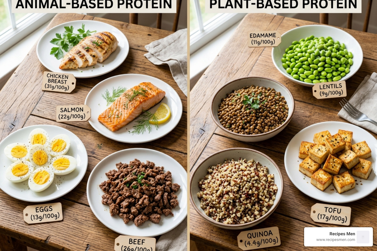 Comparison of animal and plant-based protein sources for muscle building - foods rich in protein for muscle building