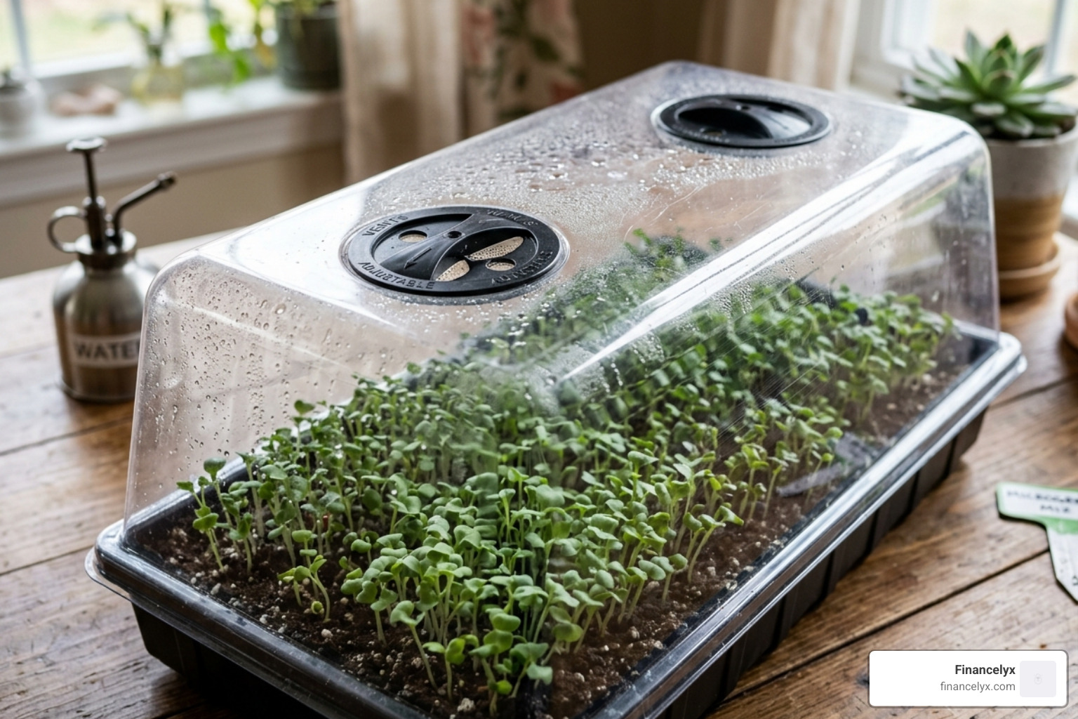 10x20 clear humidity dome on a seed tray - affordable humidity control microgreens