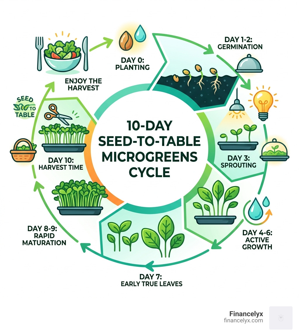 10-day seed-to-table microgreens growth cycle infographic - indoor microgreens growing kit infographic 10-day seed-to-table microgreens growth cycle infographic - indoor microgreens growing kit infographic