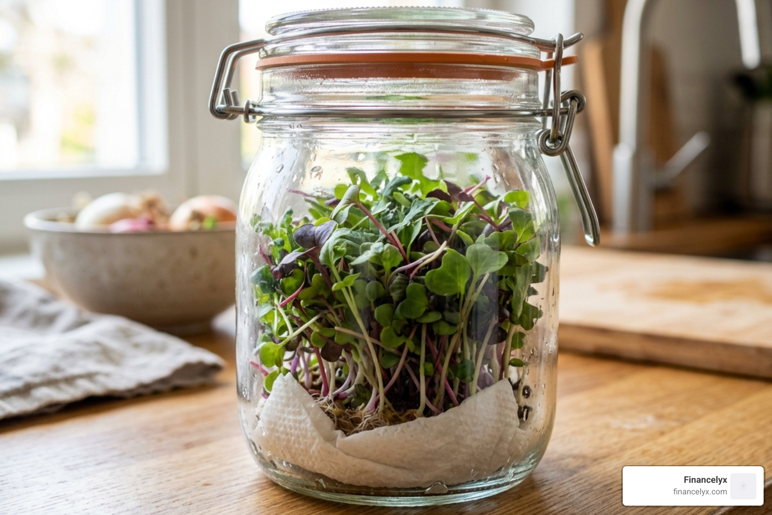 Microgreens stored in a glass airtight container with a paper towel - antioxidant rich microgreens snacks Microgreens stored in a glass airtight container with a paper towel - antioxidant rich microgreens snacks