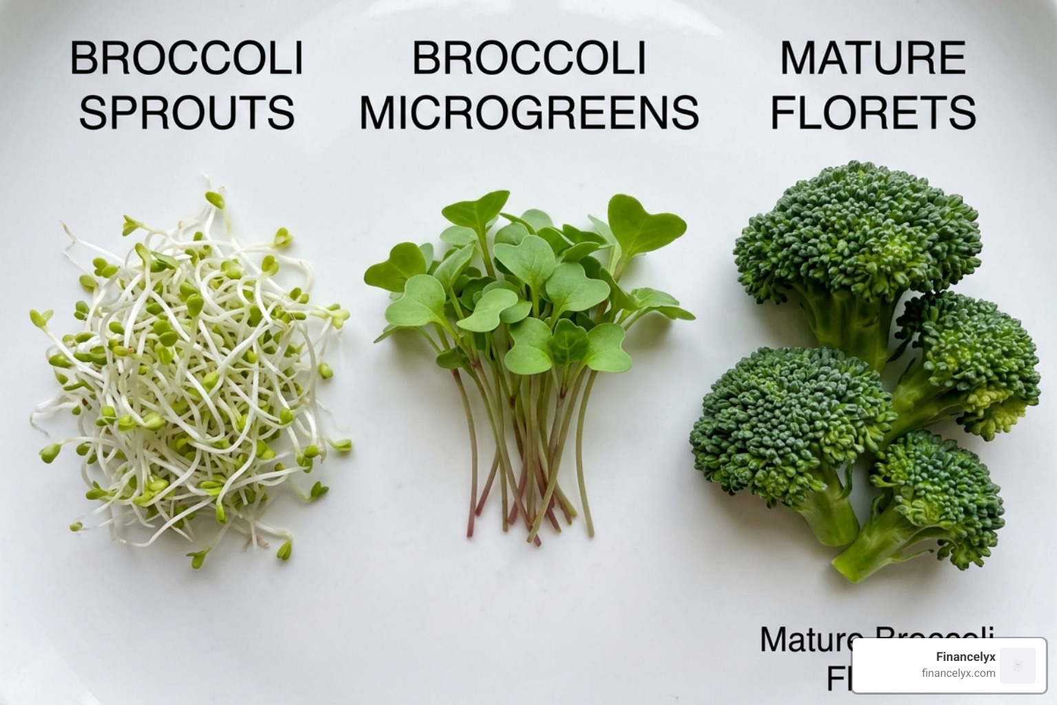comparison of broccoli sprouts, microgreens, and mature florets - benefits of broccoli microgreens