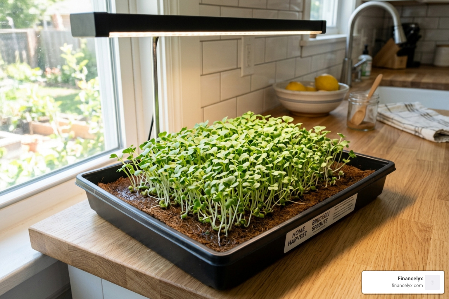 home microgreen growing kit showing healthy green sprouts - benefits of broccoli microgreens