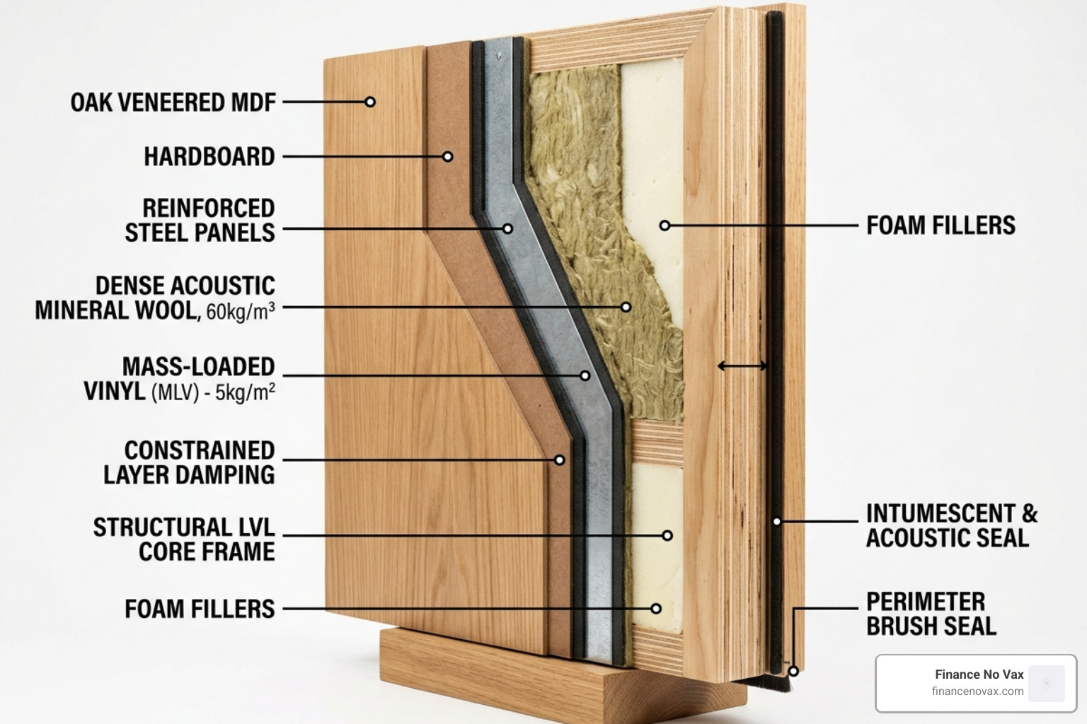 cross-section of an acoustic door core showing multi-layered materials - high performance sound doors cross-section of an acoustic door core showing multi-layered materials - high performance sound doors