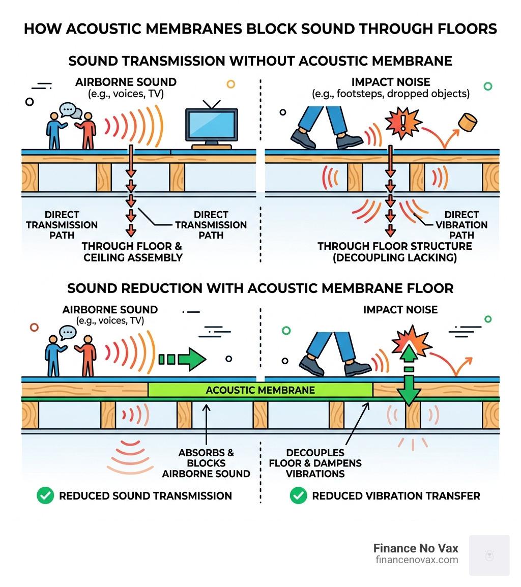 How sound waves travel through floor assemblies and how acoustic membranes block transmission - acoustic membrane floor How sound waves travel through floor assemblies and how acoustic membranes block transmission - acoustic membrane floor