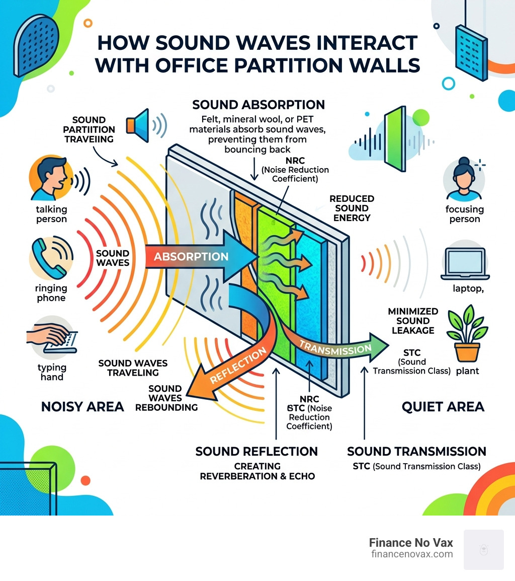 How sound waves interact with office partition walls infographic - soundproofing office partition walls infographic 