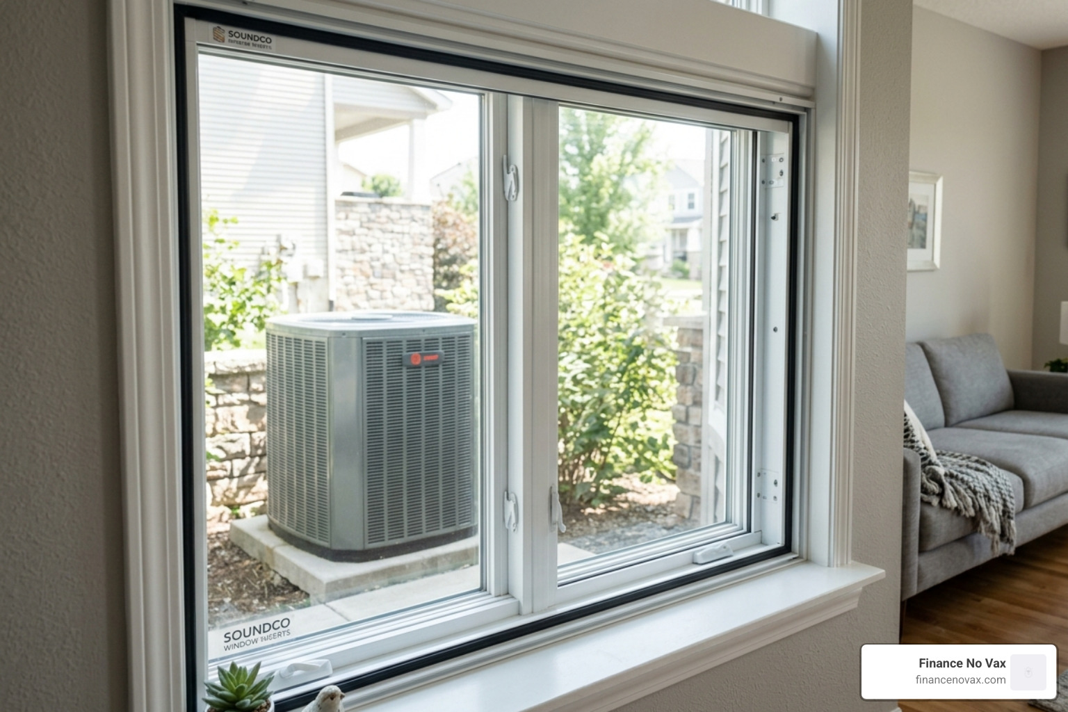 Soundproof window insert installed to block AC noise - soundproofing noisy ac unit