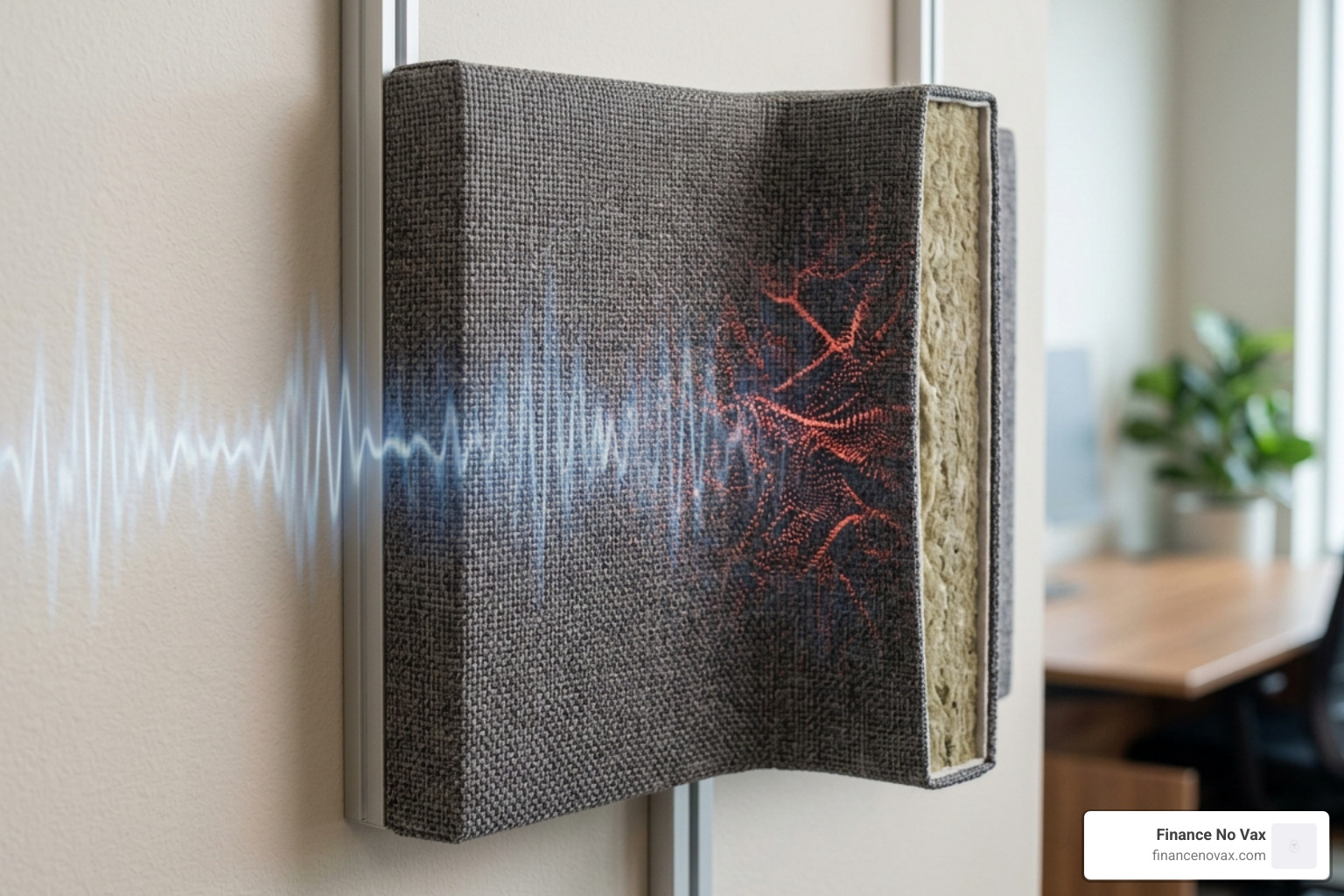 Acoustic energy being absorbed by a fabric-wrapped sound panel - sound panels for office